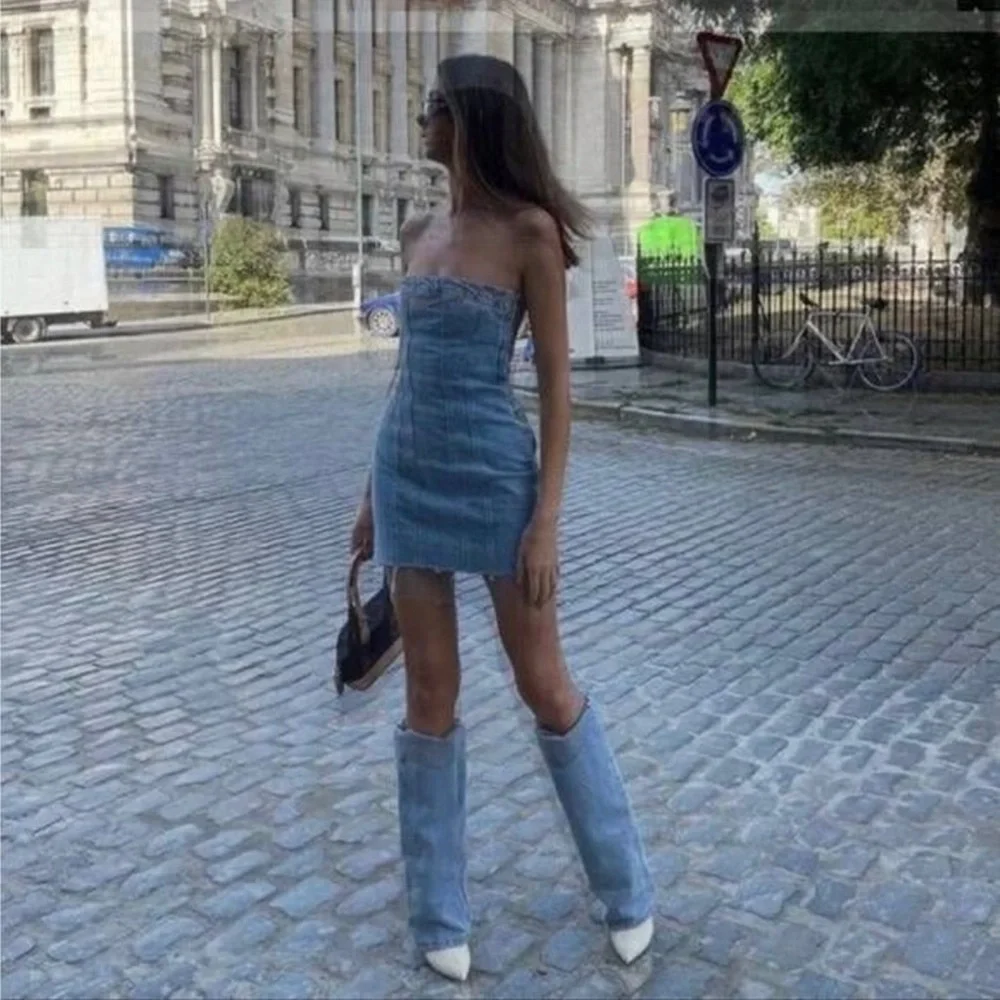 NWT Zara Denim Mini Dress - Picture 15 of 17